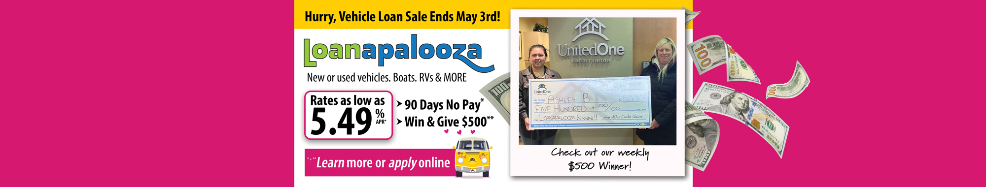 UnitedOne CU Vehicle Loan Sale $500 Winner!